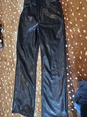 Abercrombie & Fitch Black Faux Leather Straight-Leg Jeans